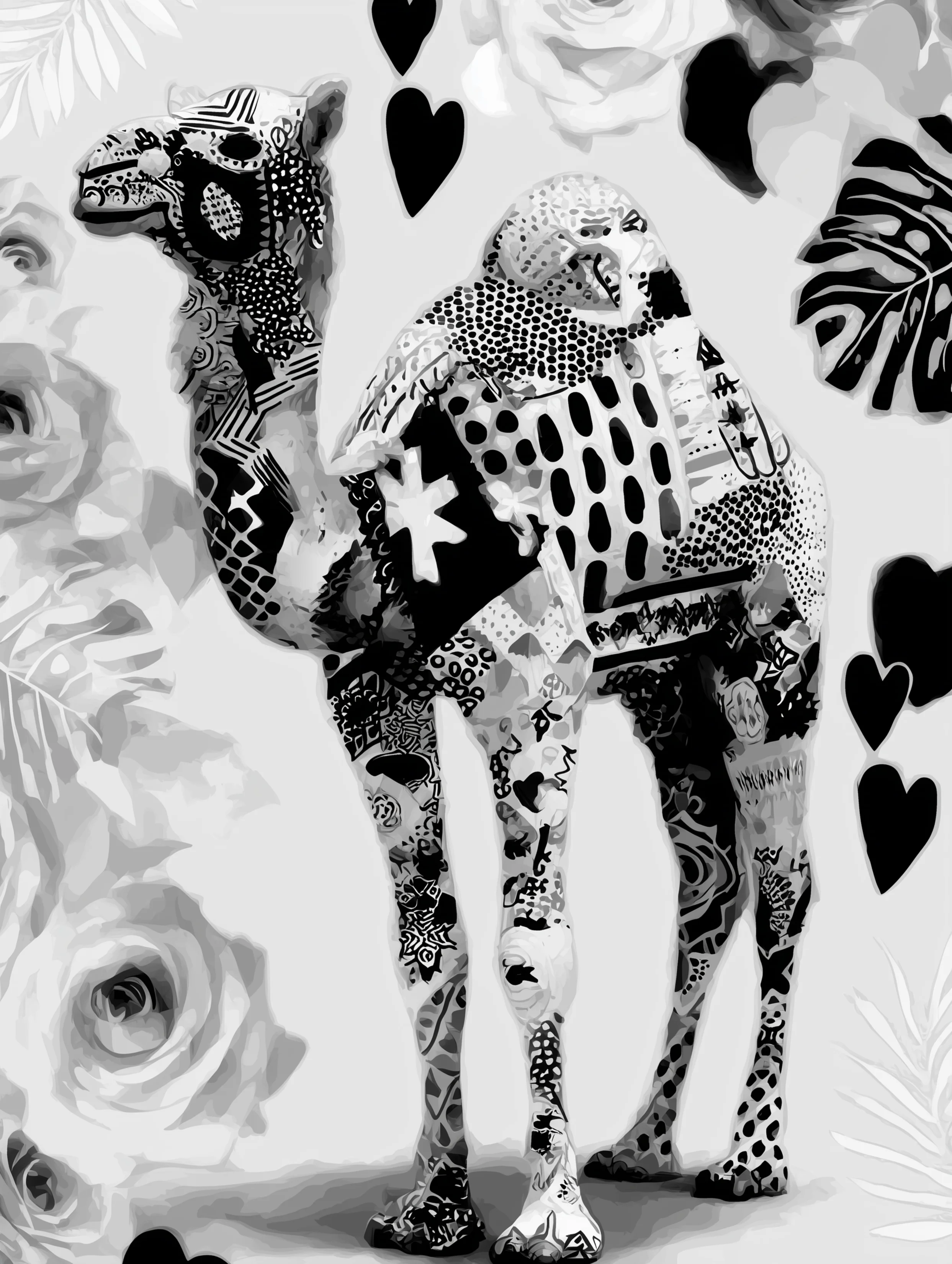 Free printable camel coloring page for adults featuring patchy camel